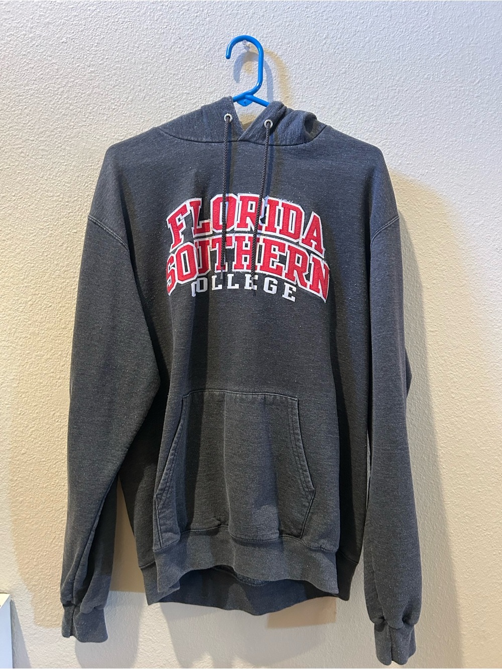 Champion Charcoal Hoodie with Red & White Florida Southern College